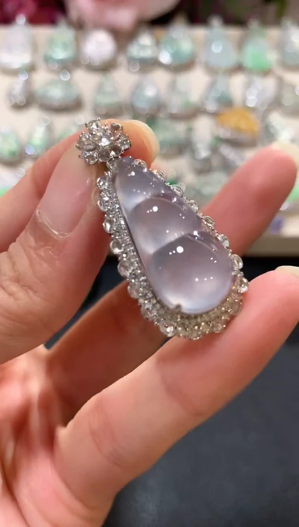 吊坠(不含链)18K金镶嵌翡翠n107