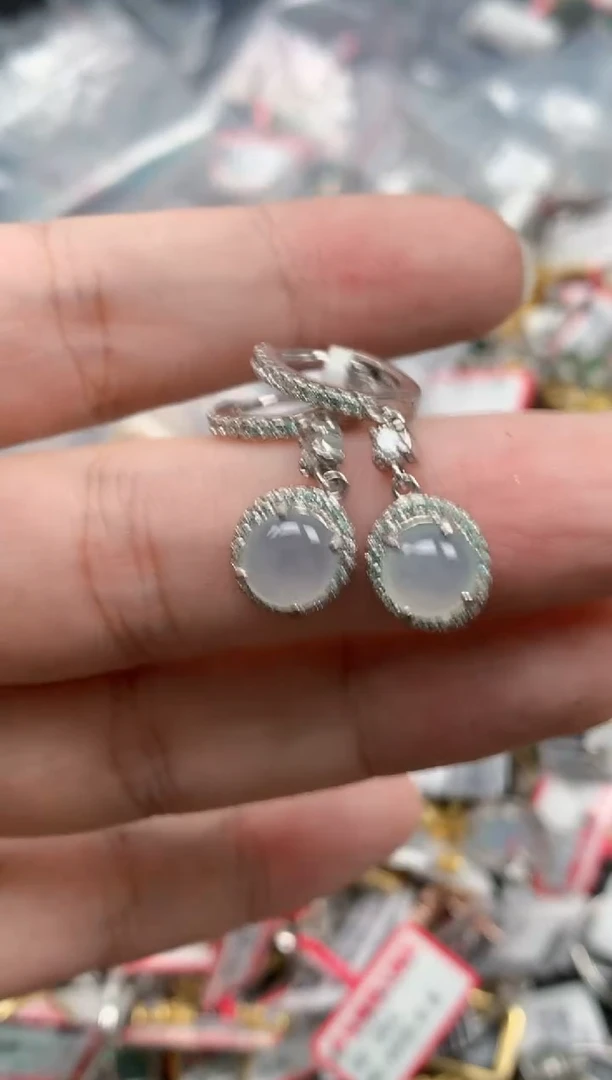 翡翠戒指银S925镶嵌天然缅甸翡翠