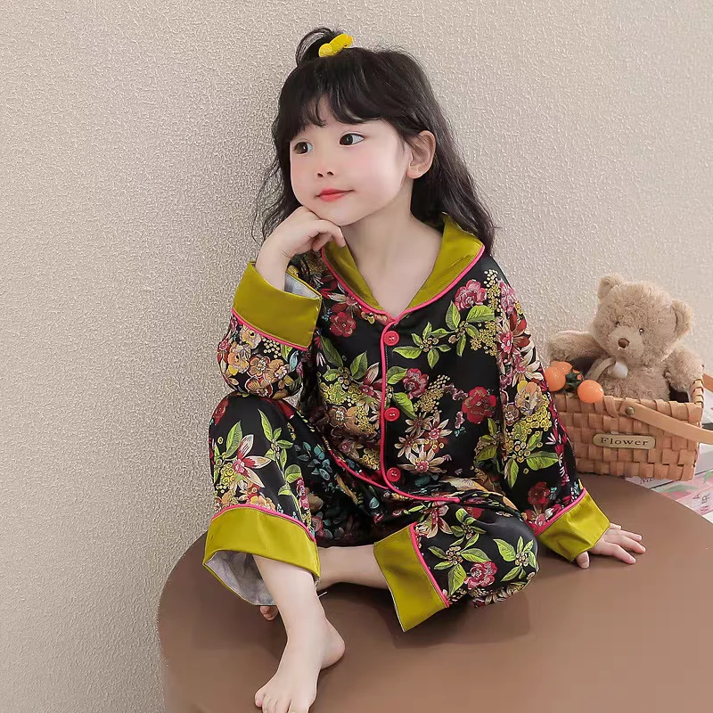 儿童睡衣2025新款春秋季薄款冰丝绸宝宝国风女孩夏男童睡衣夏薄款