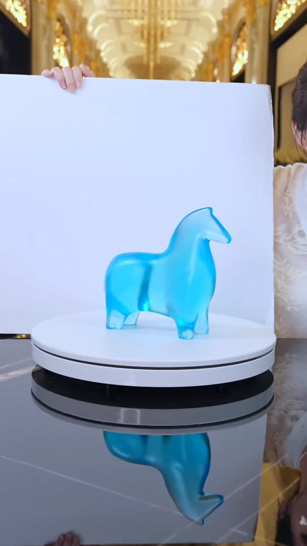 琉璃蓝色唐马艺术摆件