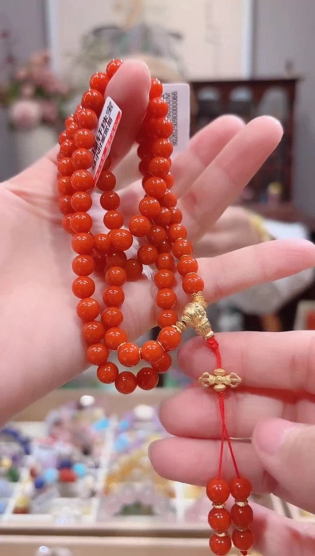 【闪购商品】南红玛瑙手串18K金镶嵌设计款珠串7
