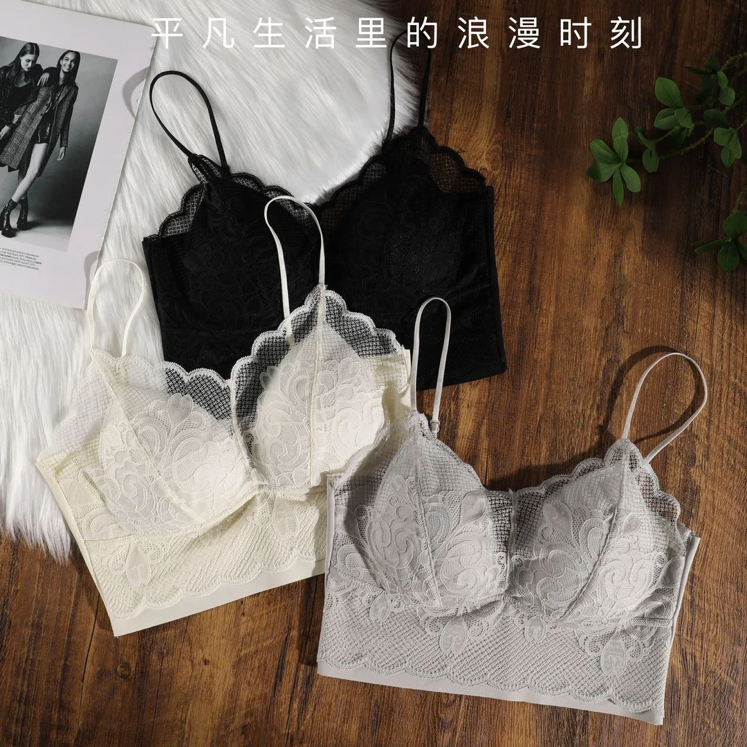【拍一发二】7A抗菌夏日清凉蕾丝美背文胸一体吊带免穿文胸背心内搭