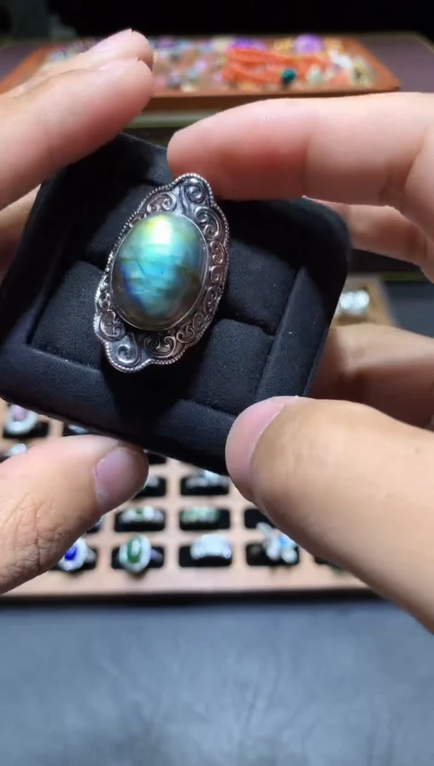 【闪购商品】拉长石戒指未镶嵌H61【多样性发其一】