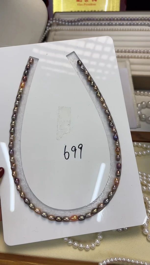 颈饰银S925镶嵌淡水珍珠聚****a5.5-6mm无核糖果米形项链