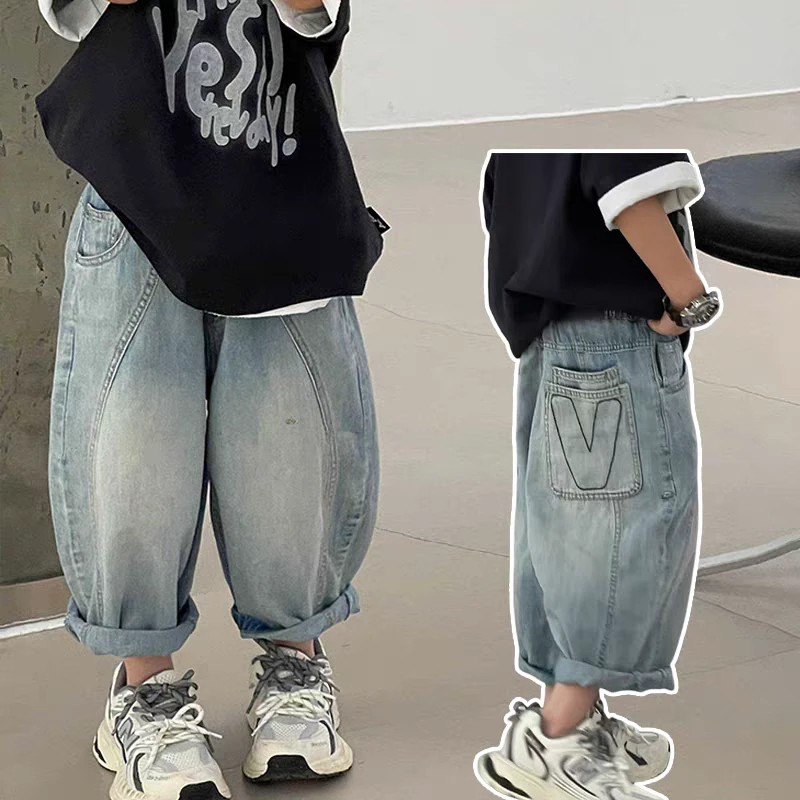 Y【轩轩原创】童装儿童2025新款牛仔裤七分短夏季男童洋气潮牌DK15