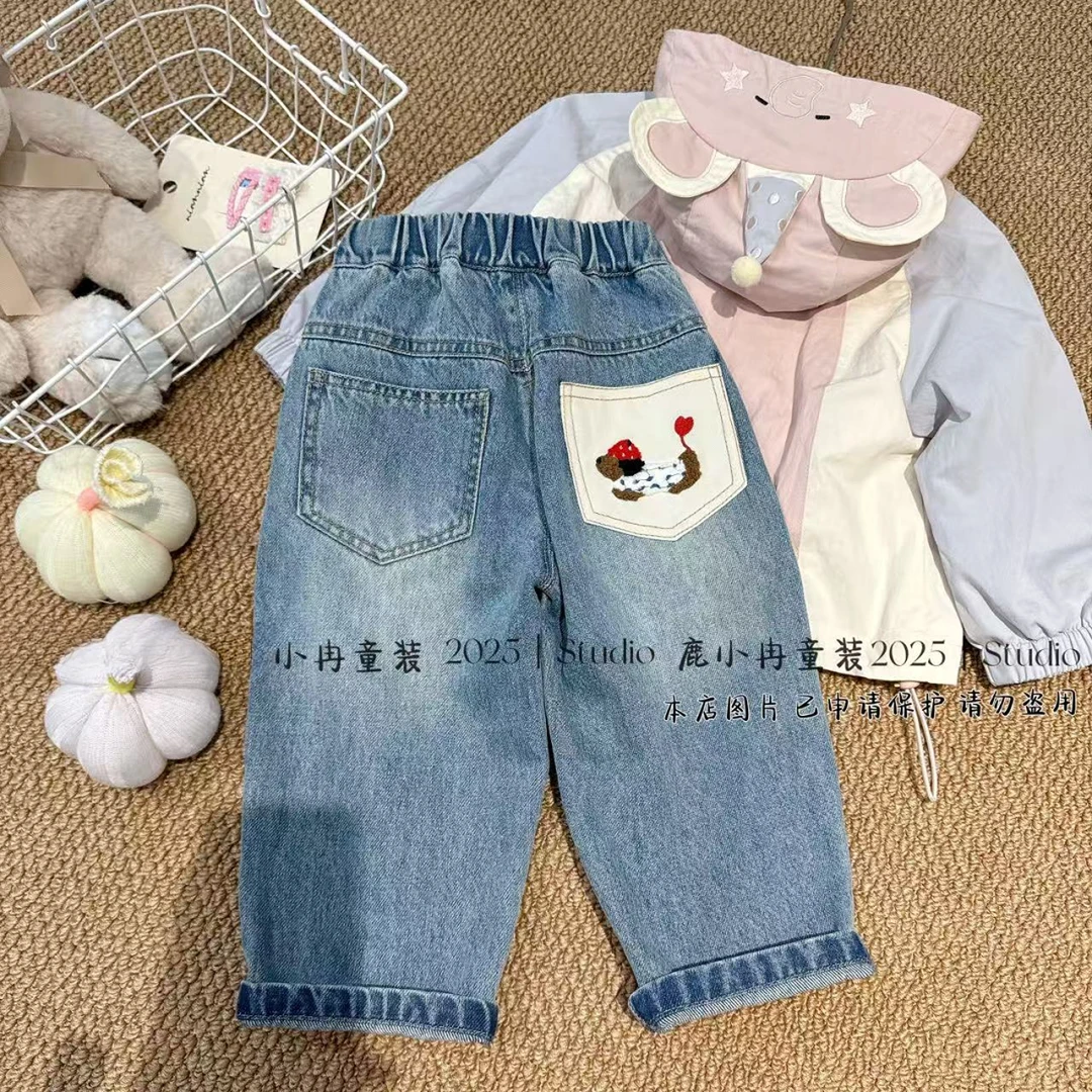 【鹿小冉】甜酷女孩的百搭牛仔软软老爹裤26005秋季女童时尚穿搭