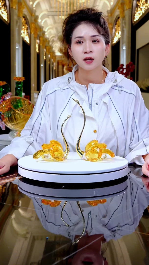 琉璃摆件YB00693天鹅摆件一组