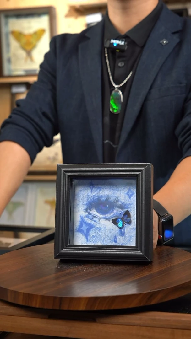 雅灰蝶蓝眼泪4寸方框