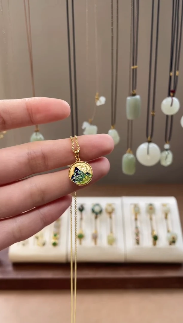 颈饰银S925镶嵌和田玉和田玉吊坠