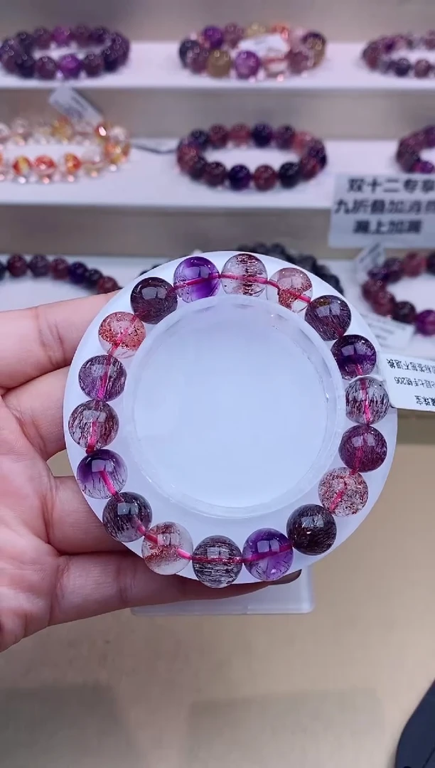 未镶嵌手串水晶黑加仑超七单圈11m+