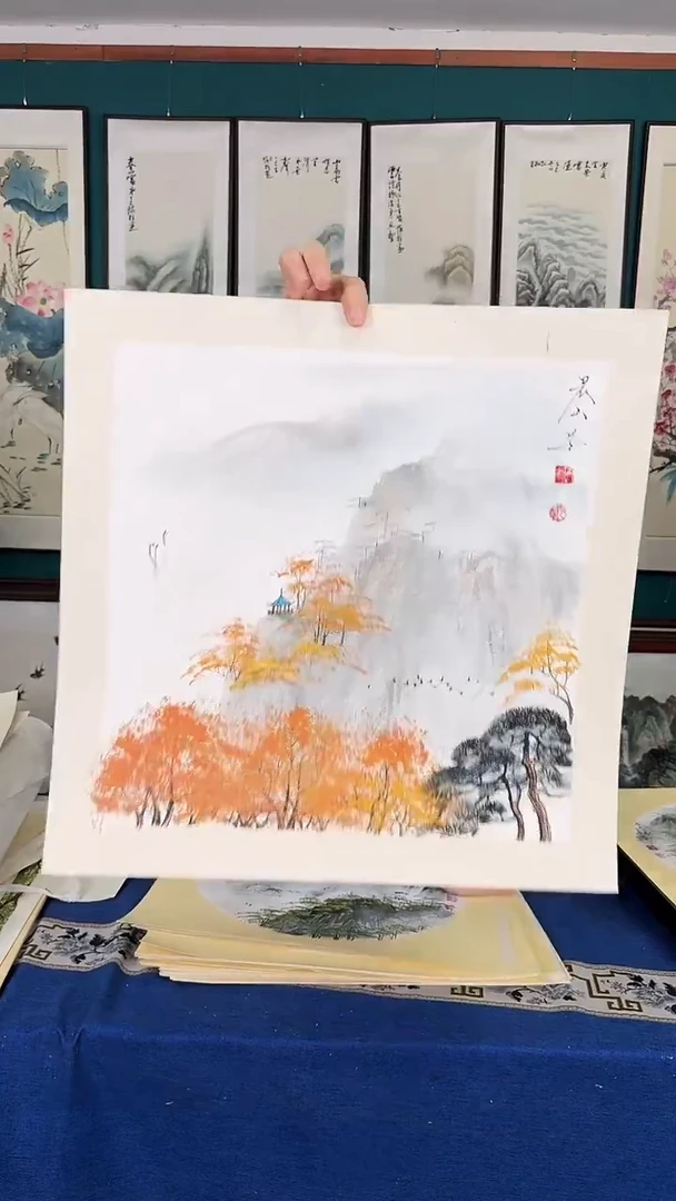 国画50*50山水卡