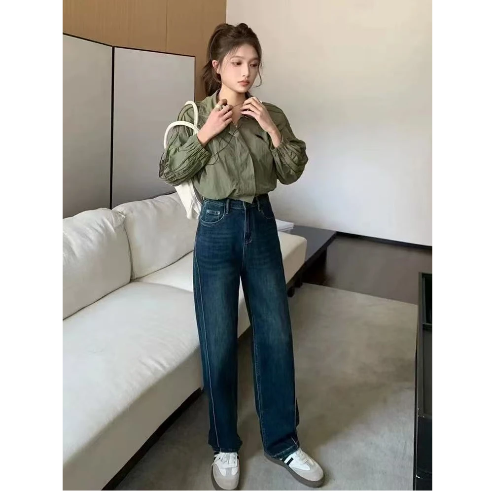 秋冬新款高腰加绒加厚复古遮跨牛仔裤女宽松牛仔裤(C10-12)111