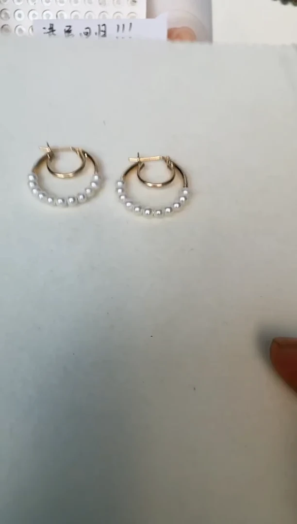 银S925镶嵌淡水珍珠耳饰耳扣