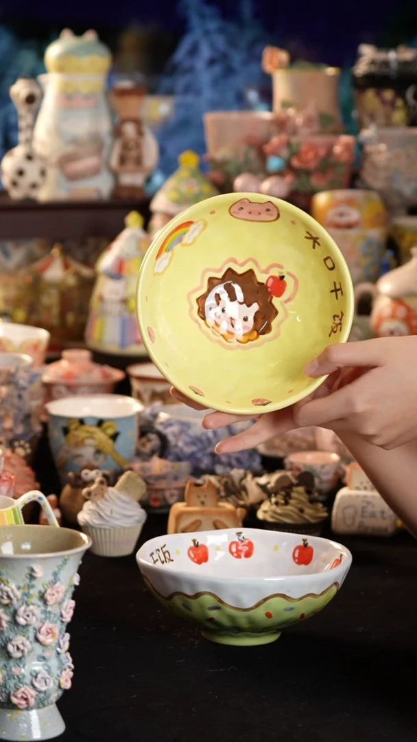 摆件陶景德镇釉下彩手绘设计师款陶瓷