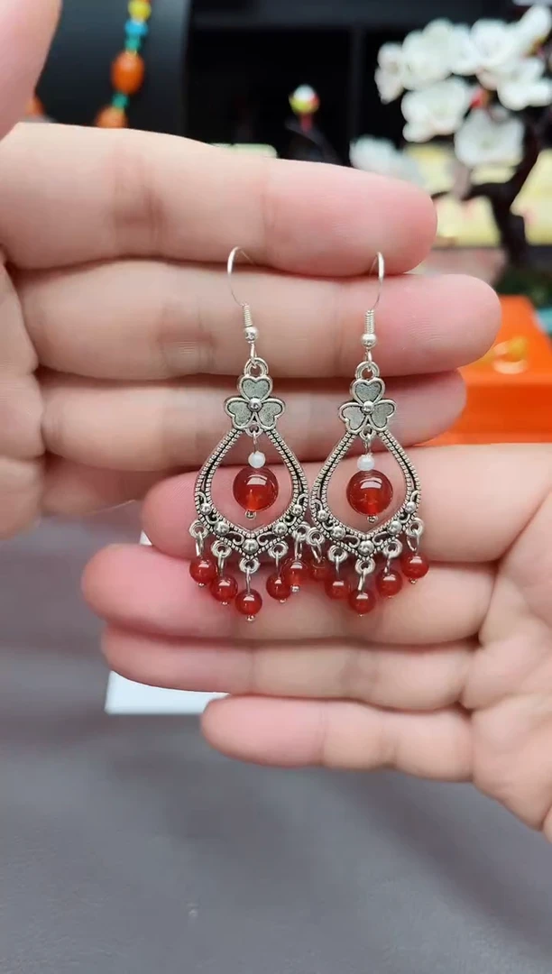 玛瑙/玉髓耳饰银S925镶嵌103000