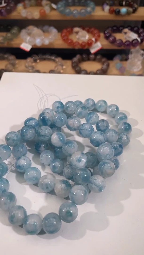 水晶手链未镶嵌海蓝宝手链12mm多样性发一