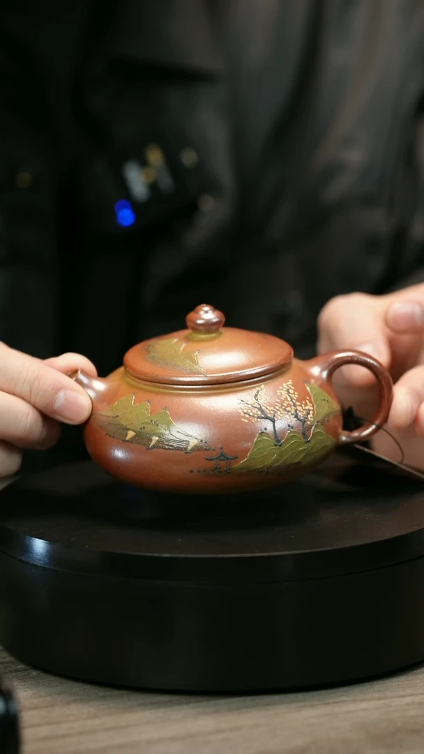 茶壶紫砂意***平H2037李小琴堆绘江南寒江