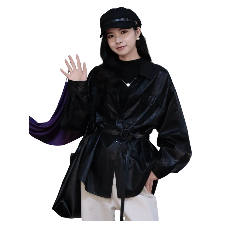 25秋季新品LIUKE留刻腰带双口袋皮质衬衫14350625518