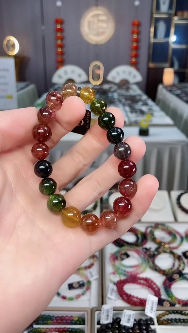 未镶嵌收藏级老矿碧玺单圈手串10mm+碧玺xion多样性发一条
