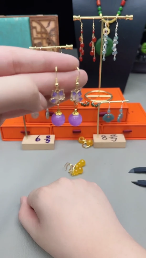 银S925镶嵌耳饰玛瑙/玉髓421