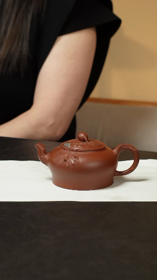 茶壶紫砂小*人朱泥大红袍紫砂壶