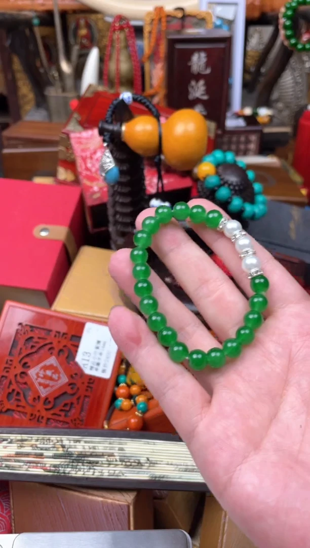 玛瑙/玉髓手串未镶嵌---------------绿玛瑙