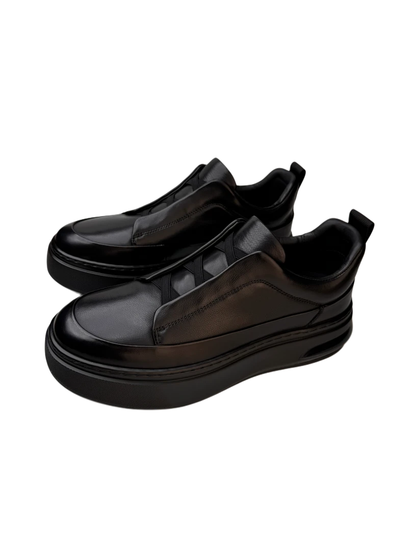 9013-8商务休闲鞋时尚百搭经典款舒适透气黑色真皮真皮男士厚底