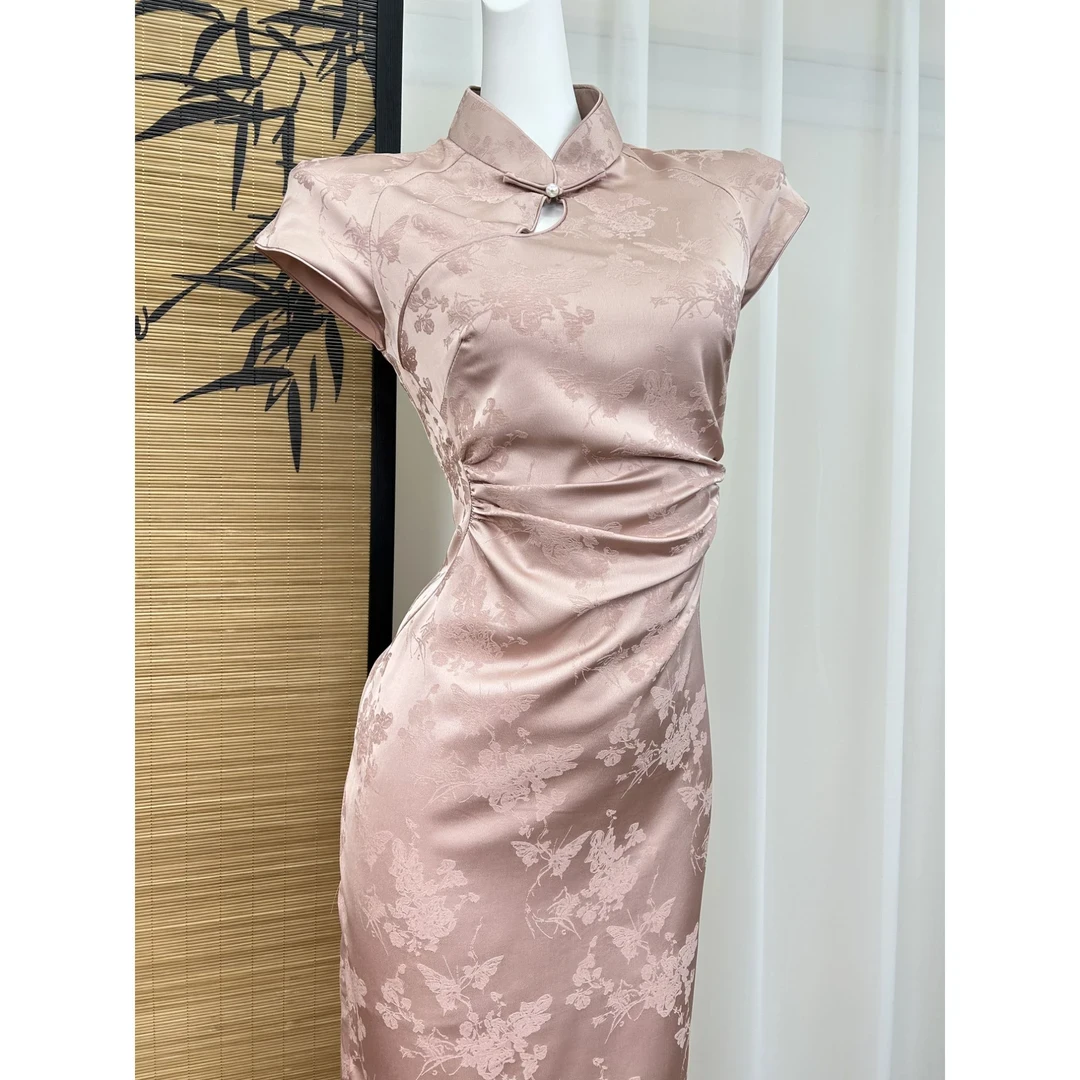 新中式旗袍女气质优雅结婚新娘敬酒服粉色订婚礼服裙夏季日常可穿