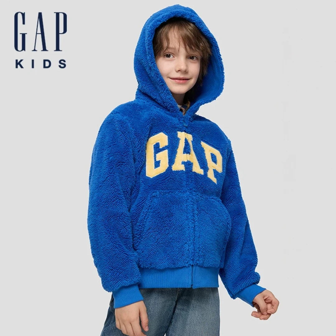 【大小童同款】Gap男女童2025秋季新款抱抱绒logo刺绣卫衣804623