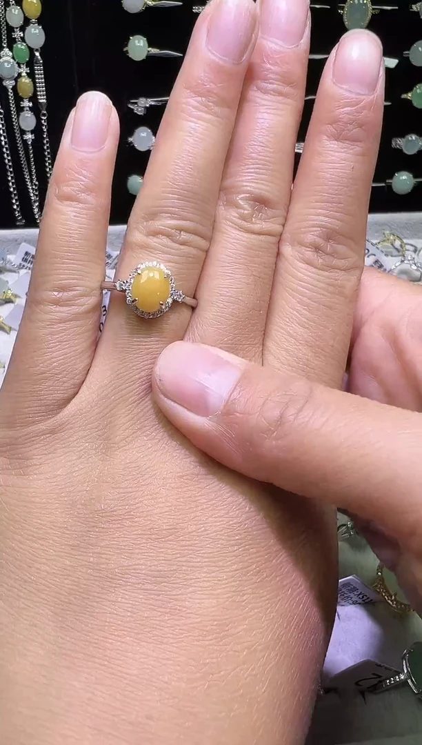 银S925镶嵌戒指翡翠戒指