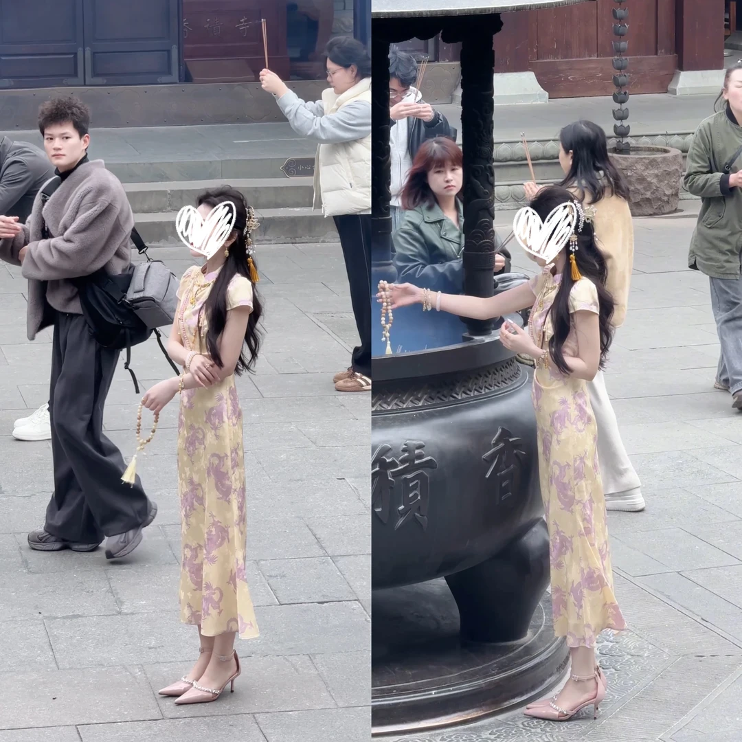 《武则天•紫龙》发财黄中式龙纹旗袍连衣裙女小众时尚气质显瘦长裙