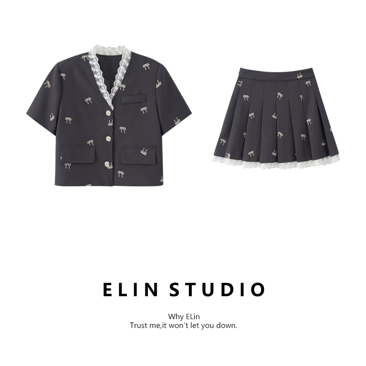 ELIN/现货【赫拉小姐】夏新款气质轻奢洋气时尚套装#LT850