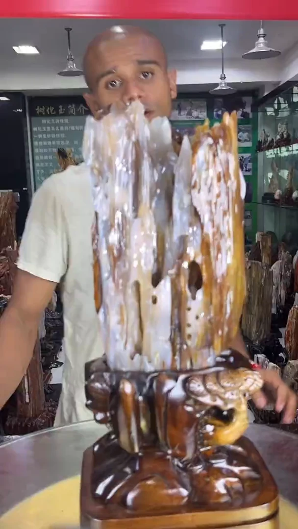 缅甸天然树化玉摆件