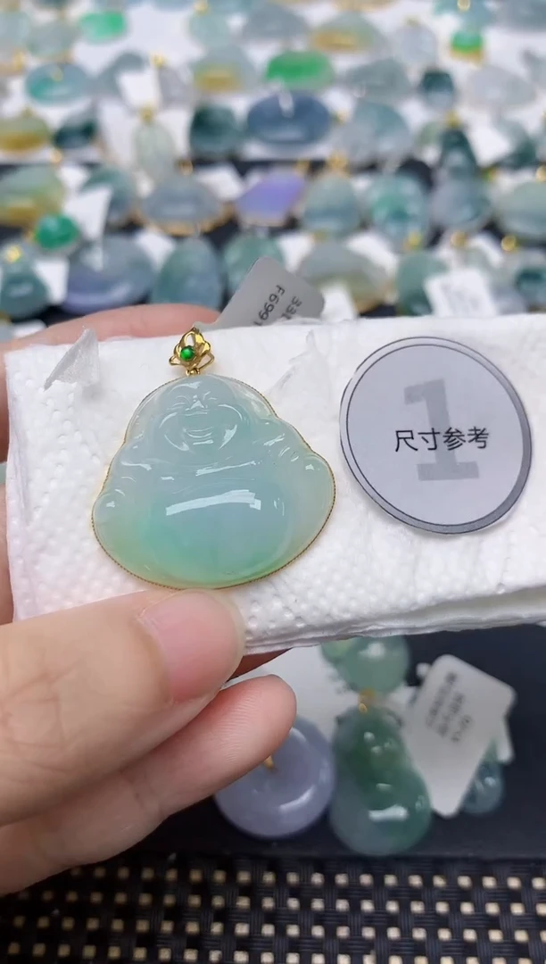 颈饰18K金镶嵌翡翠天然缅甸A货翡翠