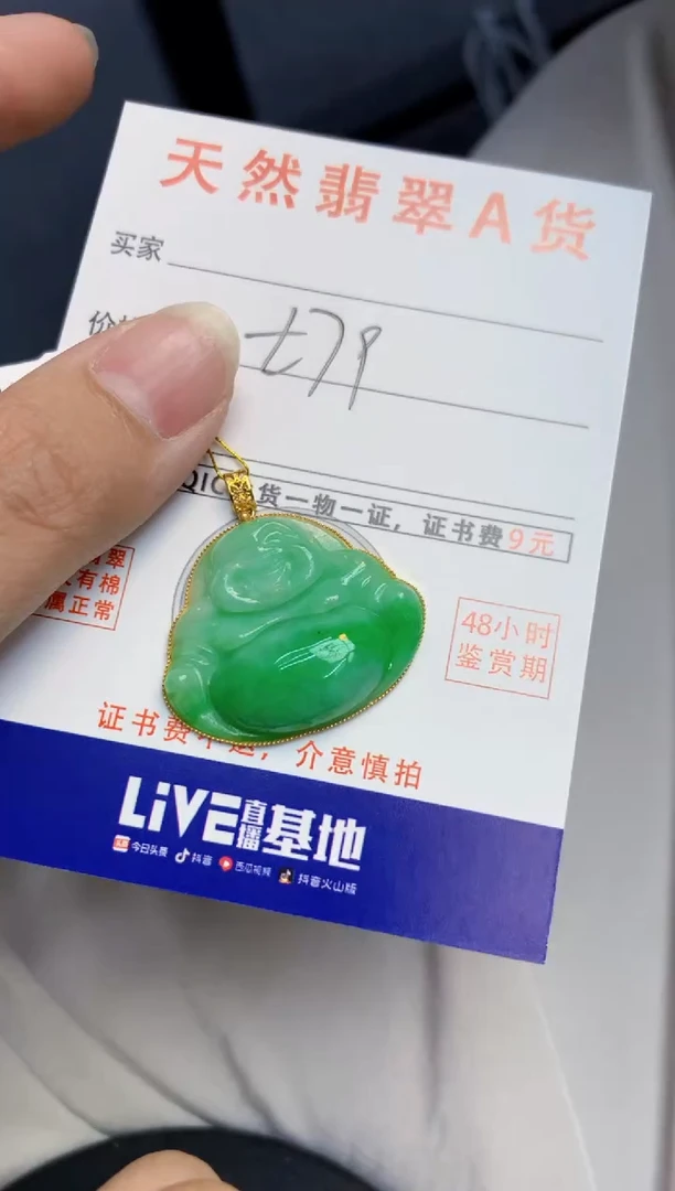 颈饰18K金镶嵌翡翠天然缅甸A货翡翠