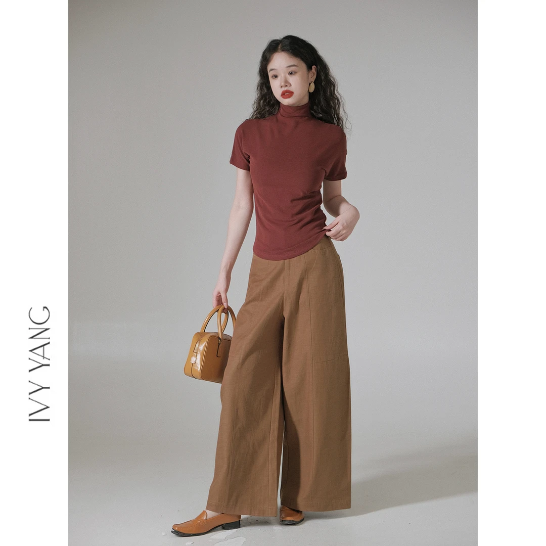 IVY YANG质感天丝棉洋气阔腿休闲长裤秋季
