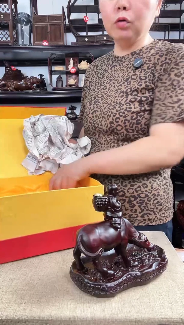 木牧童骑牛老李红木工艺品