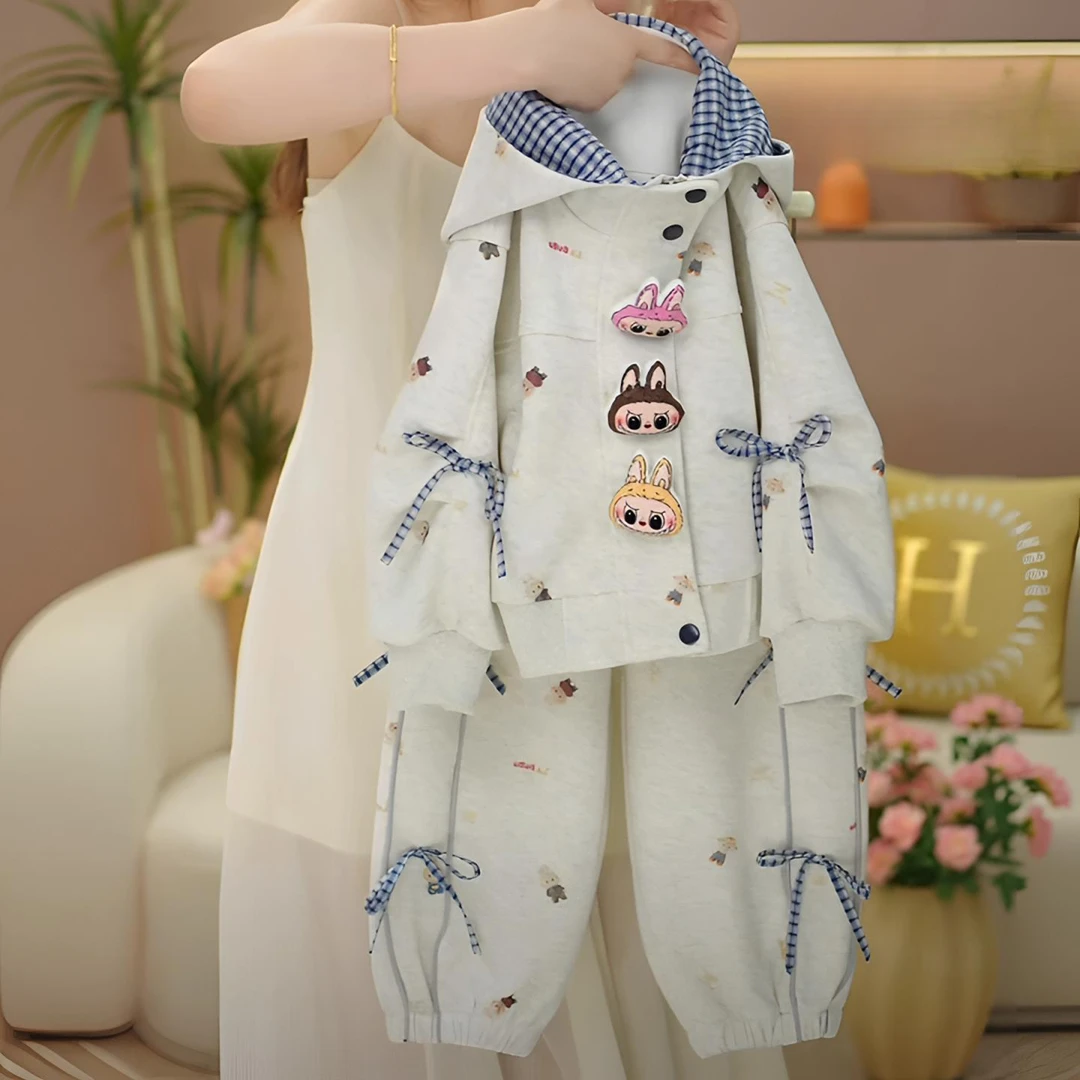 女童卫衣套装秋季2025新款巨好看可爱风连帽外套小学生儿童春秋装