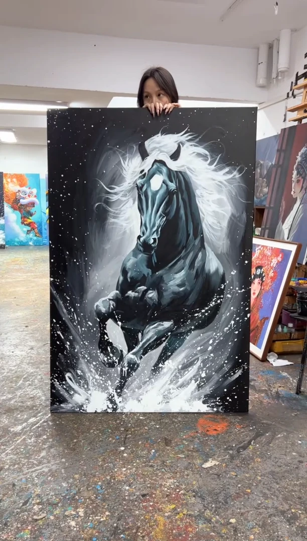 丙烯画大树老师马丙烯加框