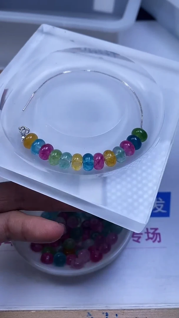 未镶嵌散珠碧玺D31 彩虹碧玺算盘5*8mm20个6.9元