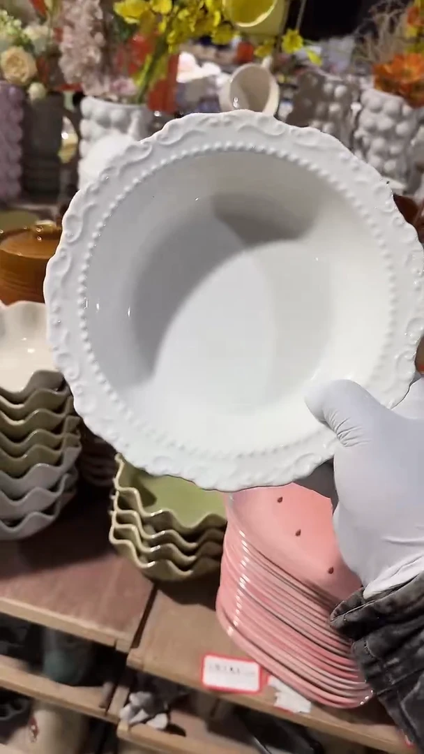 陶瓷巴洛克草帽深盘微瑕 凑满20元包邮