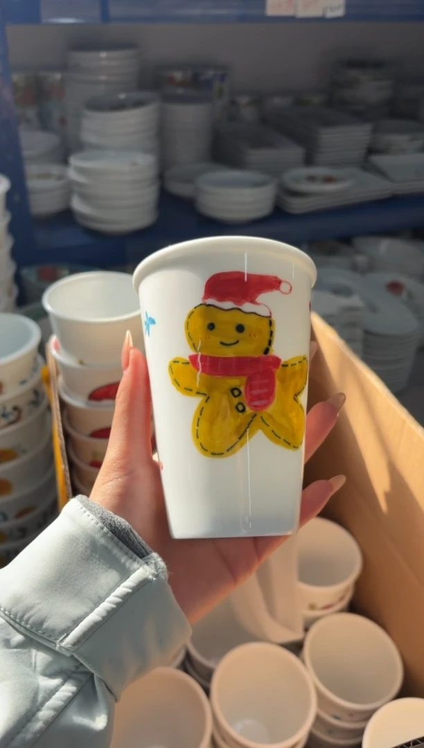 瓷片景德镇高温陶瓷食品级手绘釉中彩-可乐杯