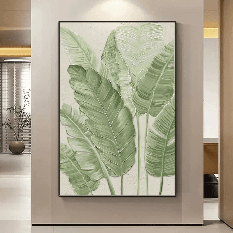 砂岩装饰画家大业大客厅沙发背景墙手工肌理玄关墙叶子质感高级感