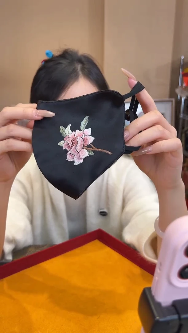 刺绣苏绣手工刺绣100桑蚕丝面罩
