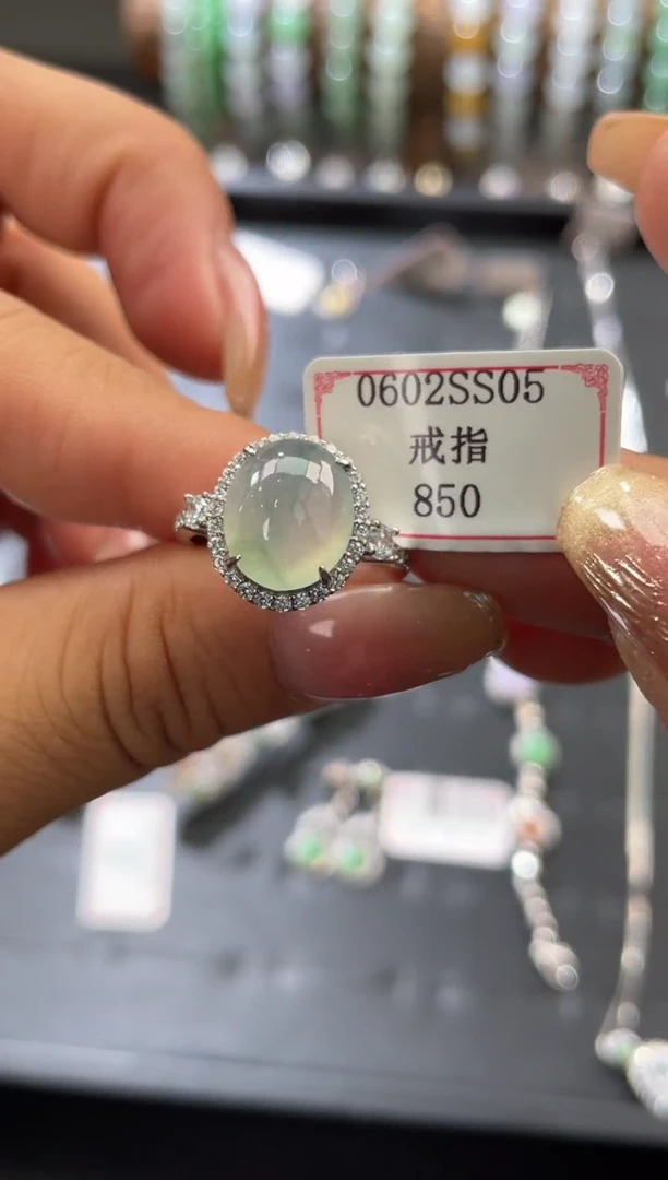翡翠戒指银S925镶嵌0602SS05