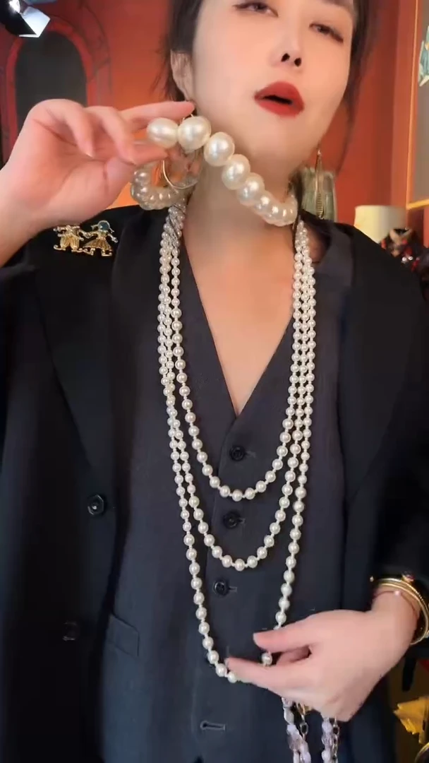 合金无合金无三层珠珠项链