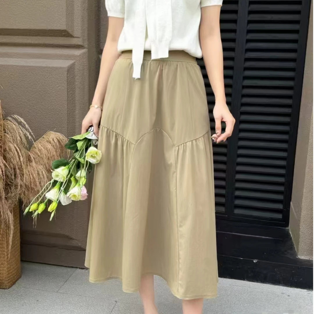 A字裙高腰中长裙韩版显瘦半身裙女夏季2025新款时尚休闲裙