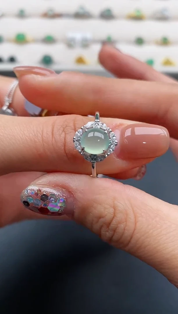 银S925镶嵌戒指翡翠33333333+5