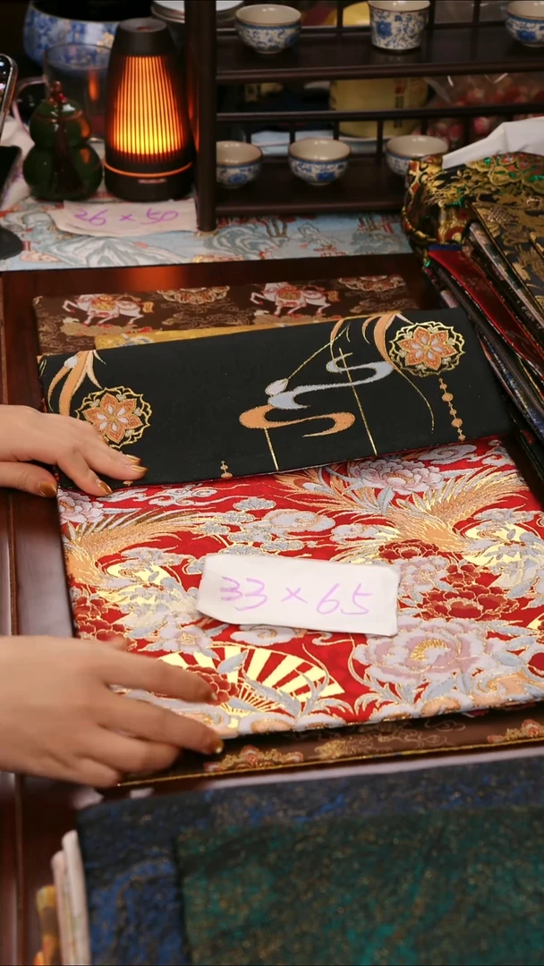 【凤凰黑+红双面】中国风干泡织锦茶席33*65