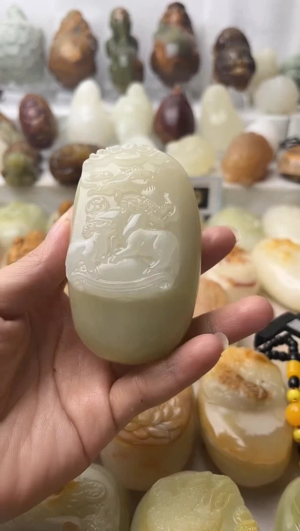 石材方解石棉纹正常不退换三羊开泰